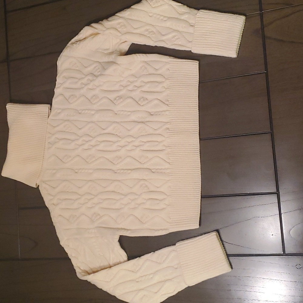 PAIGE Cable Knit Cold Shoulder Sweater, S